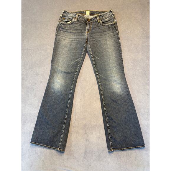 Silver Jeans Women 31 Blue Low Rise Bootcut Aiko Pants Light Wash Denim Stretch - Picture 3 of 14